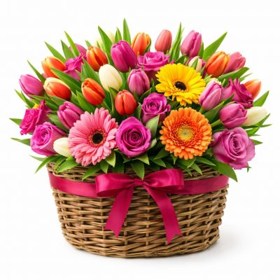 Корзина с цветами «Полевая зарядка»