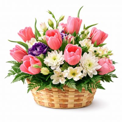 Корзина с цветами «Радужный каскад»