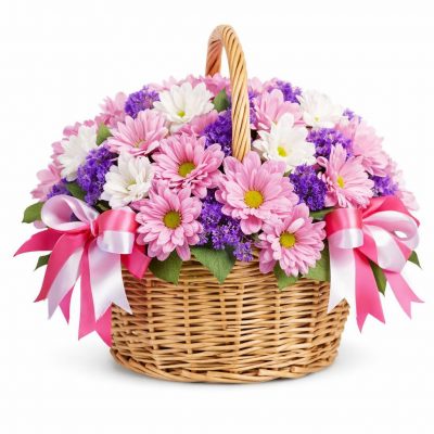 Корзина с цветами «Цветочная мозаика»