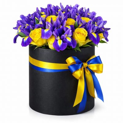 Цветы в коробке «Фиолетовые бабочки»