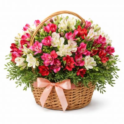 Цветы в корзинке «Краски альстромерий»