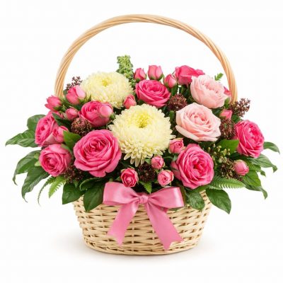 Цветы в корзинке «Цветочный коктейль»